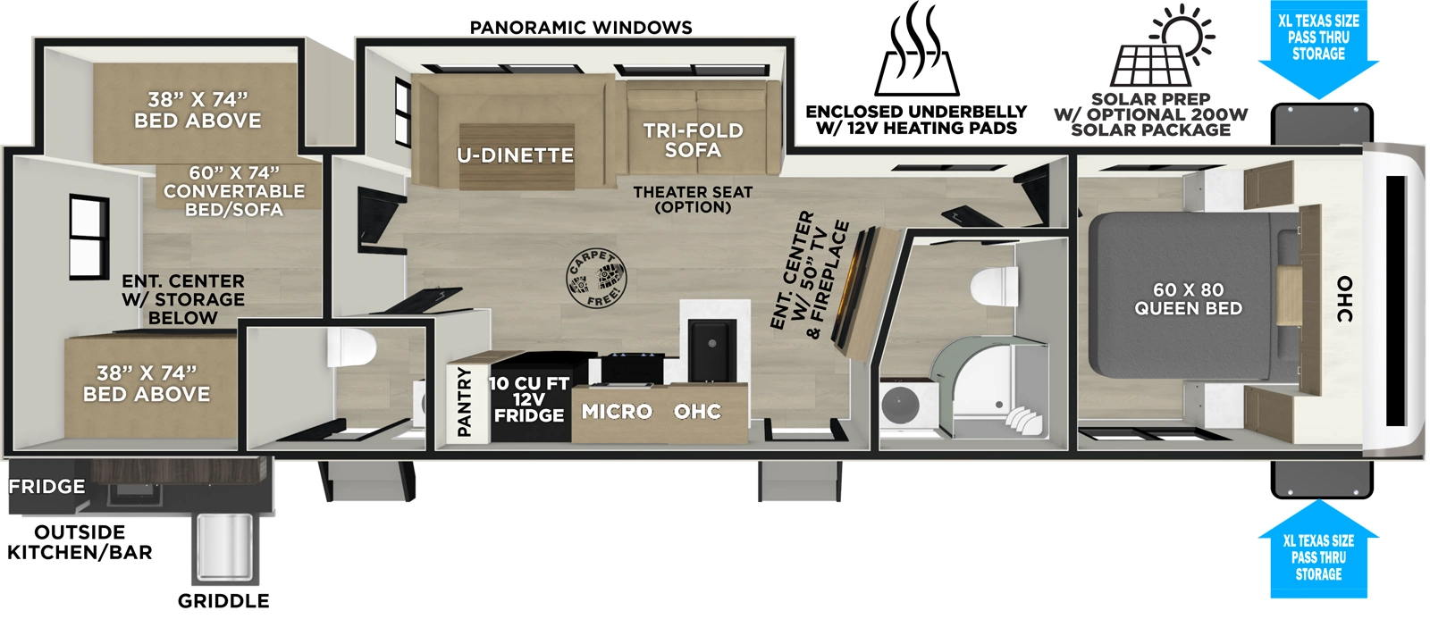 Heritage Glen Travel Trailers 314BUD Floorplan
